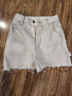 PacSun Off-White Frayed Hem Denim Shorts